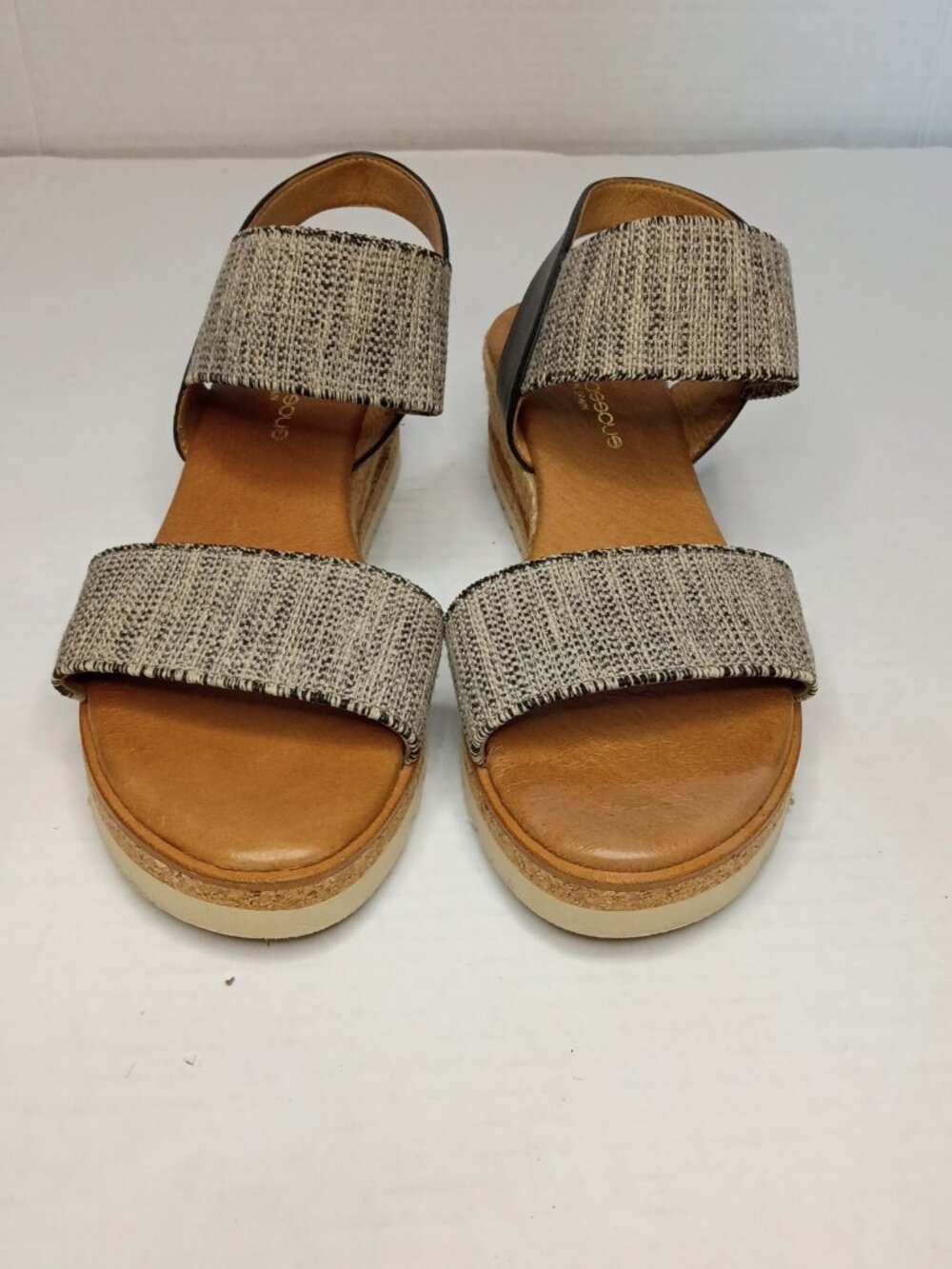 Andre Assous Neveah Black Linen Espadrille Wedge Sandals Size 6 - Picture 3 of 7
